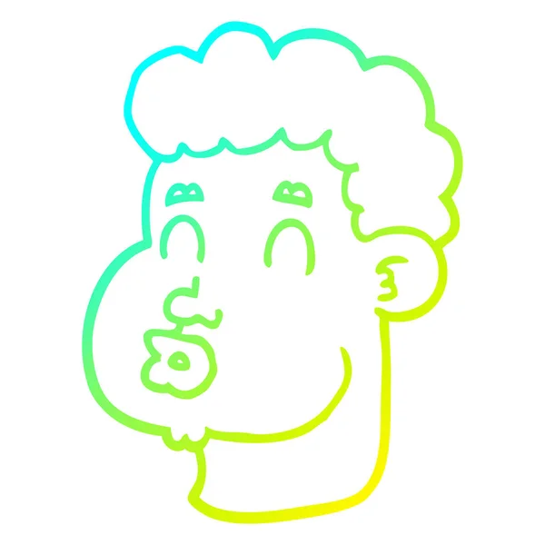 冷たいグラデーションライン描画漫画男性の顔 — ストックベクタ