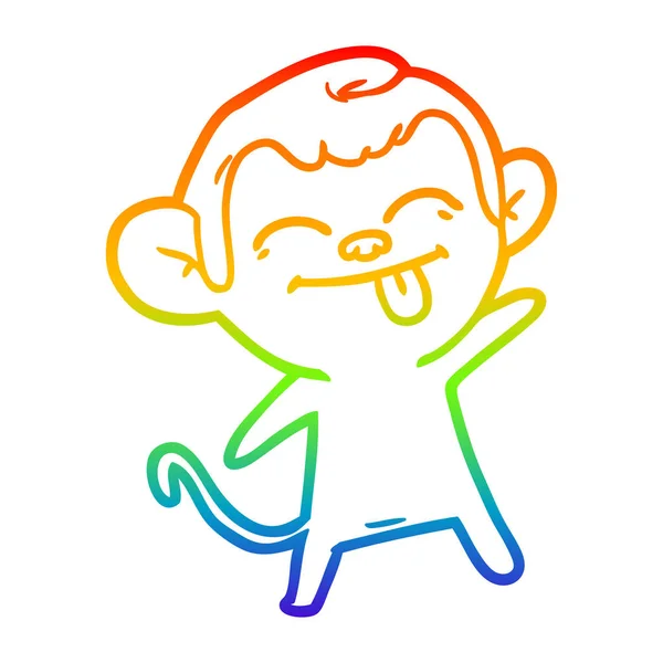 Regenboog gradiënt lijntekening grappige cartoon aap — Stockvector