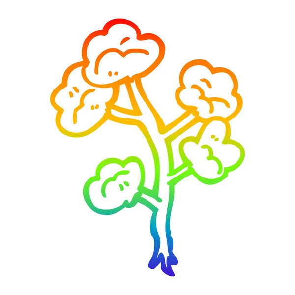 Regenbogengradienten Linie Zeichnung Karikatur Blumen — Stockvektor