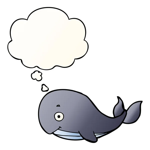 Ikan paus kartun dan berpikir gelembung dalam gaya gradien halus - Stok Vektor