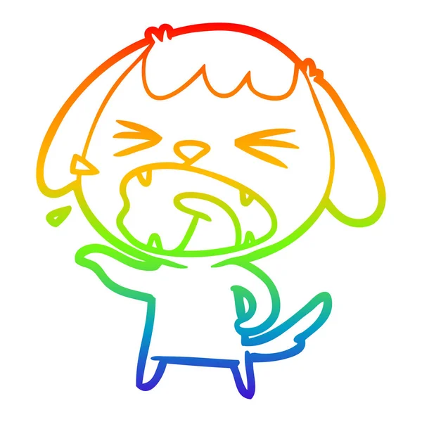 Regenboog gradiënt lijntekening cute cartoon hond blaffen — Stockvector