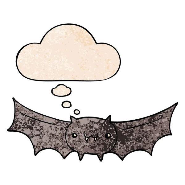 Morcego vampiro desenhos animados e bolha pensamento no padrão de textura grunge — Vetor de Stock