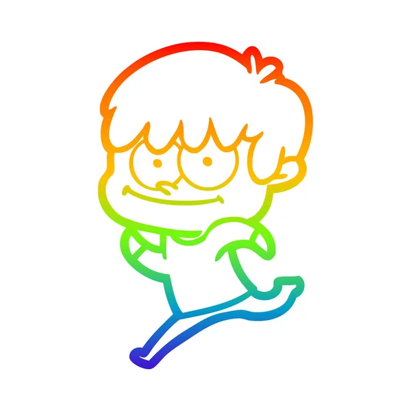 Rainbow gradient ligne dessin heureux dessin animé homme — Image vectorielle