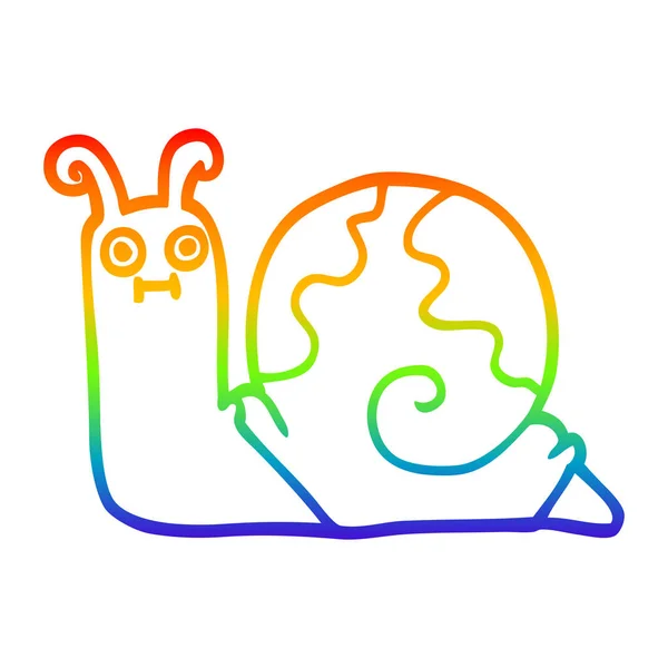 Linha gradiente arco-íris desenho caracol desenhos animados — Vetor de Stock