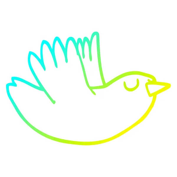 Hideg színátmenetes vonal rajz rajzfilm repülő madár — Stock Vector