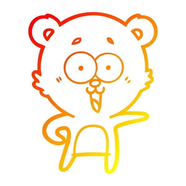 गर्म ग्रेडिएंट लाइन हंसते हुए टेडी भालू कार्टून — स्टॉक वेक्टर