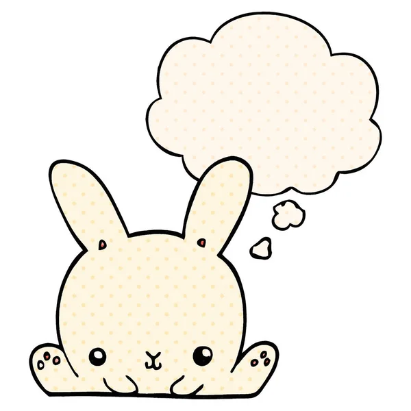 Cartoon rabbit and thought bubble in comic book style — Stock Vector