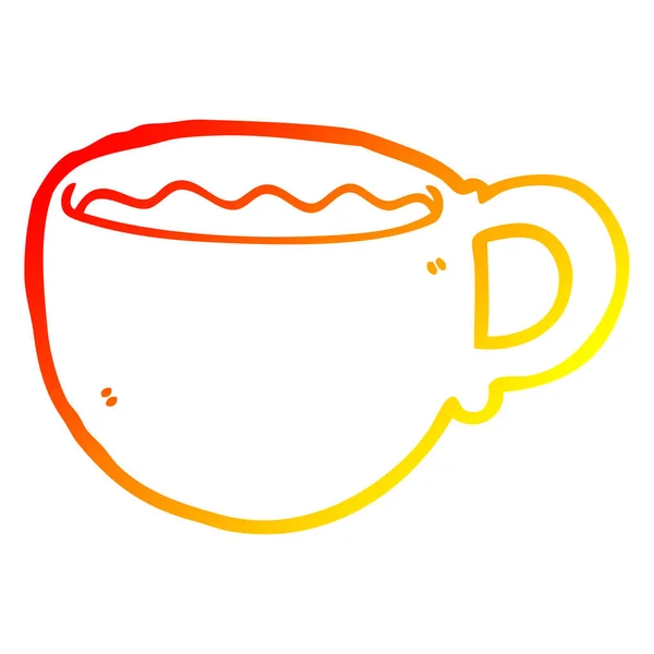 Varm gradient linje ritning tecknad kaffekopp — Stock vektor