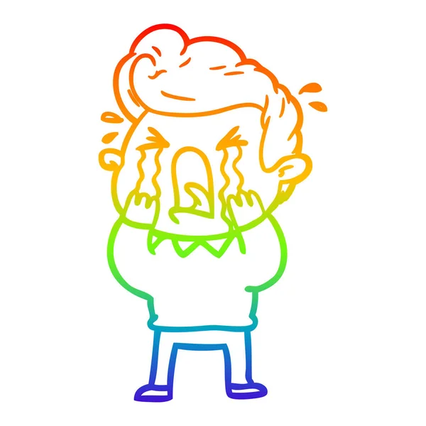 彩虹渐变线绘制卡通哭人 — 图库矢量图片