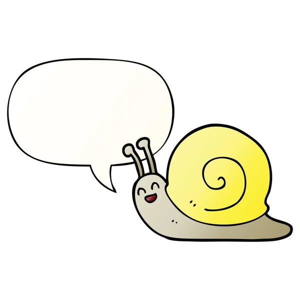 Cartoon snail and speech bubble in smooth gradient style — Stock Vector
