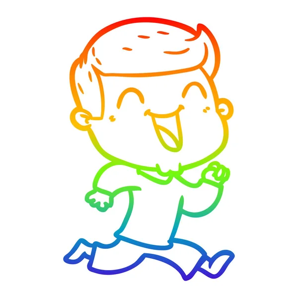 Arco iris gradiente línea dibujo dibujos animados feliz hombre — Archivo Imágenes Vectoriales