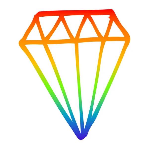 Regenboog gradiënt lijntekening cartoon Tattoo Diamond — Stockvector