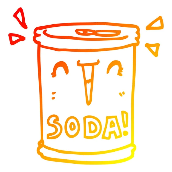 Linha gradiente quente desenho cartoon soda pode — Vetor de Stock