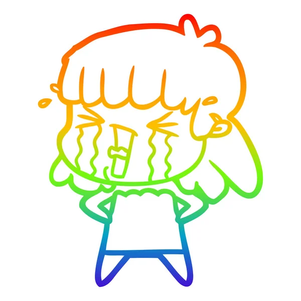 Rainbow gradient ligne dessin dessin femme dessin animé — Image vectorielle