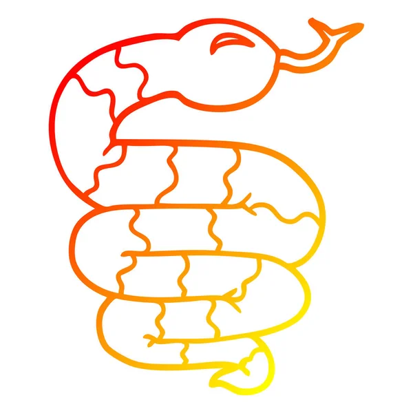Línea de gradiente caliente dibujo serpiente de dibujos animados — Archivo Imágenes Vectoriales