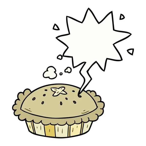 Hot kartun pie fresh out of the oven and speech bubble - Stok Vektor