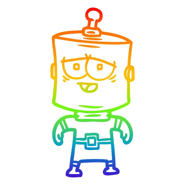 Regenbogen-Gradienten-Linie Zeichnung Cartoon Roboter — Stockvektor