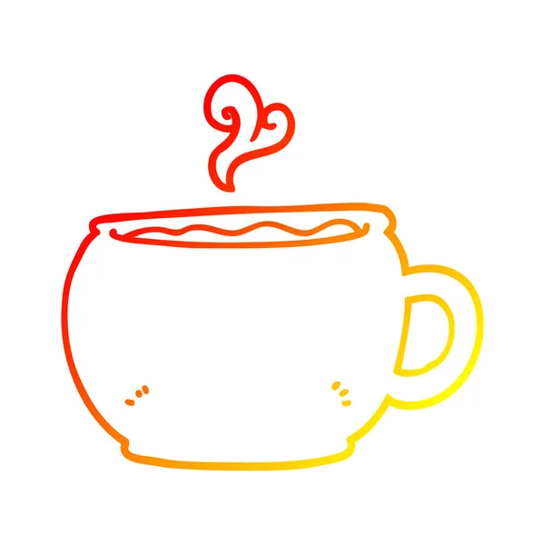 Тёплая градиентная линия рисования мультяшного кофе — стоковый вектор
