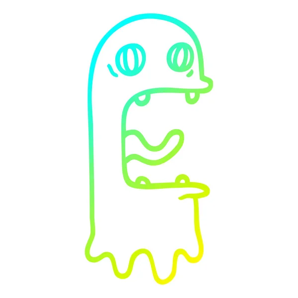 Koude gradiënt lijntekening cartoon Spooky Ghost — Stockvector