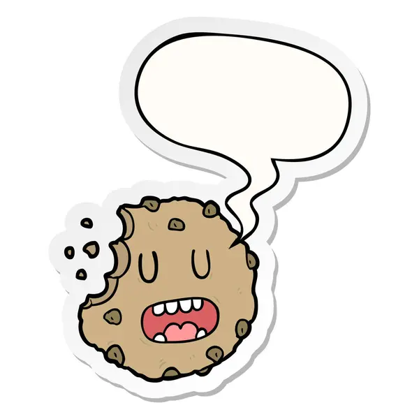 Autoadesivo bolla cookie e discorso cartone animato — Vettoriale Stock