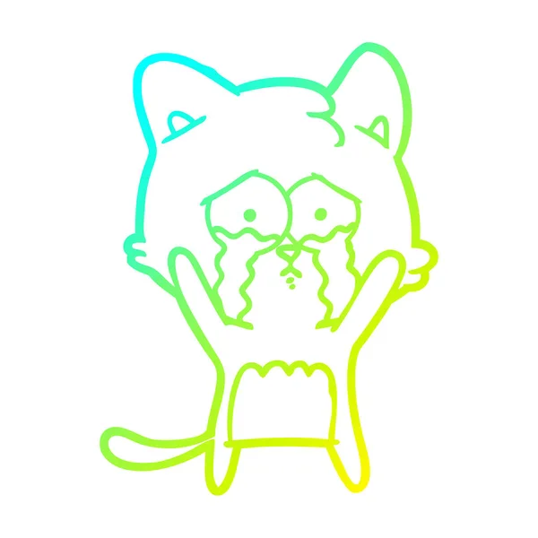 Línea de gradiente frío dibujo dibujos animados gato — Archivo Imágenes Vectoriales