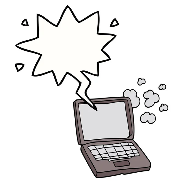 Cartoon laptop computer and speech bubble — Stock Vector