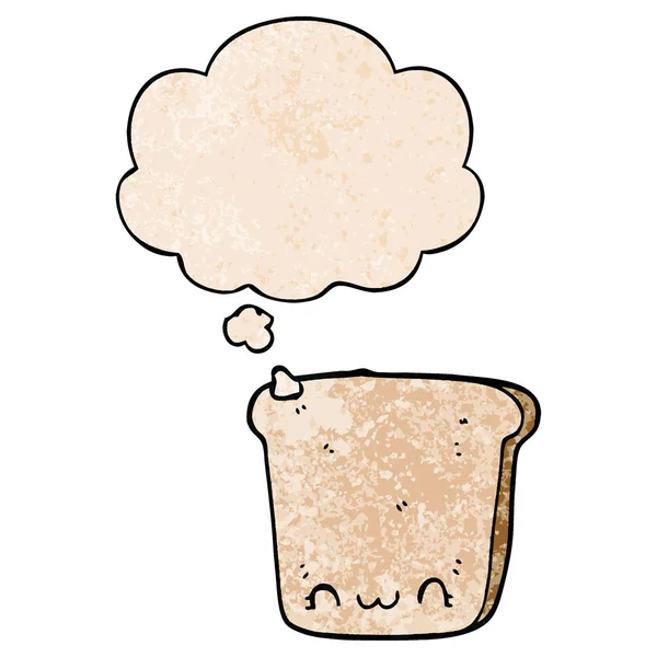 Cartoon-Scheibe Brot und Gedankenblase im Grunge-Patt — Stockvektor