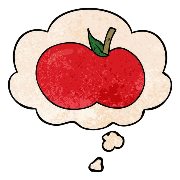 Cartoon-Apfel und Gedankenblase im Grunge-Stil — Stockvektor