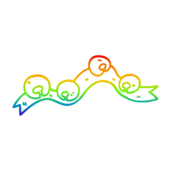 Rainbow gradient linje ritning tecknad Xmas Bells — Stock vektor