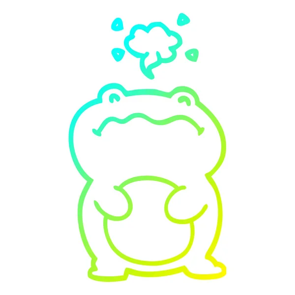 Gradient froid dessin ligne grenouille dessin animé — Image vectorielle