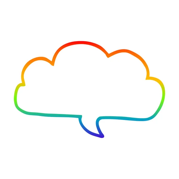 Rainbow gradient line drawing cartoon cloud speech bubble — Stock Vector