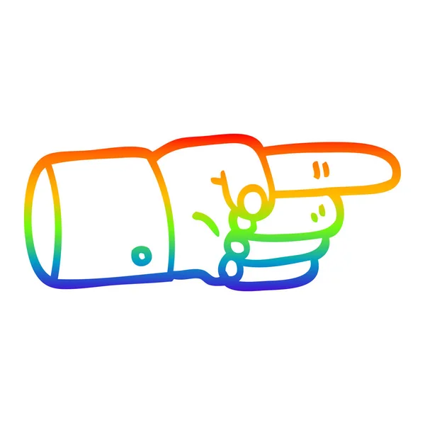Rainbow gradient linje ritning pekar handsymbol — Stock vektor
