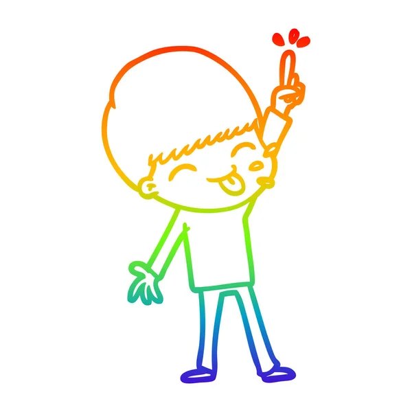 Arco iris gradiente línea dibujo feliz dibujos animados chico — Vector de stock