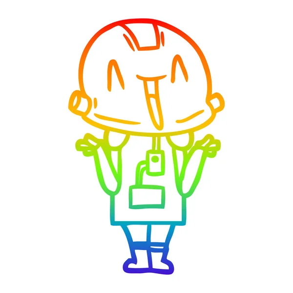 Arco iris gradiente línea dibujo dibujos animados robot — Vector de stock