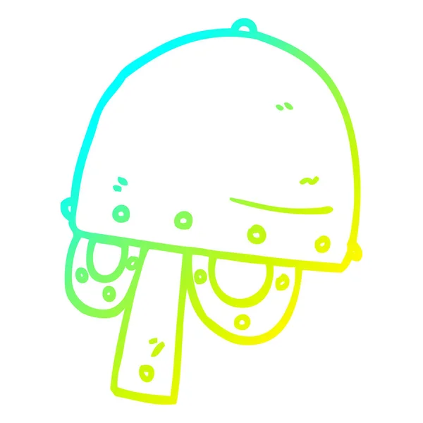 Linea gradiente freddo disegno cartone animato casco vichingo — Vettoriale Stock