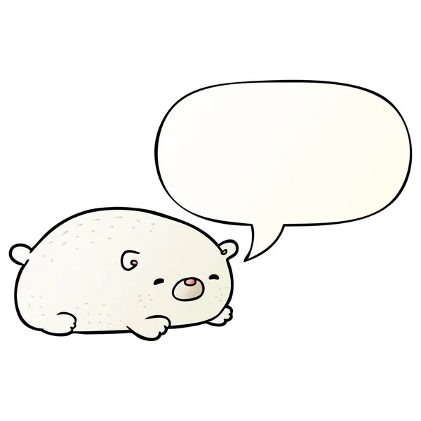 Cute cartoon polar bear and speech bubble in smooth gradient sty — Stock Vector