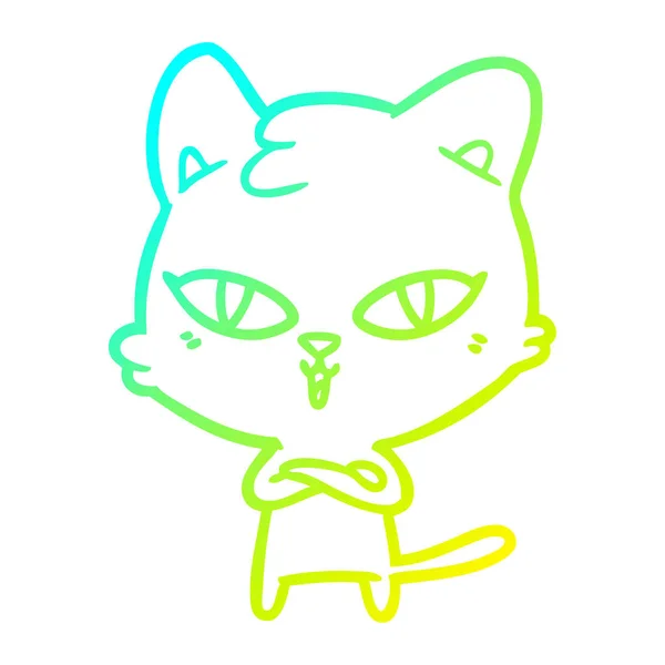 Hideg színátmenet vonal rajz rajzfilm macska — Stock Vector