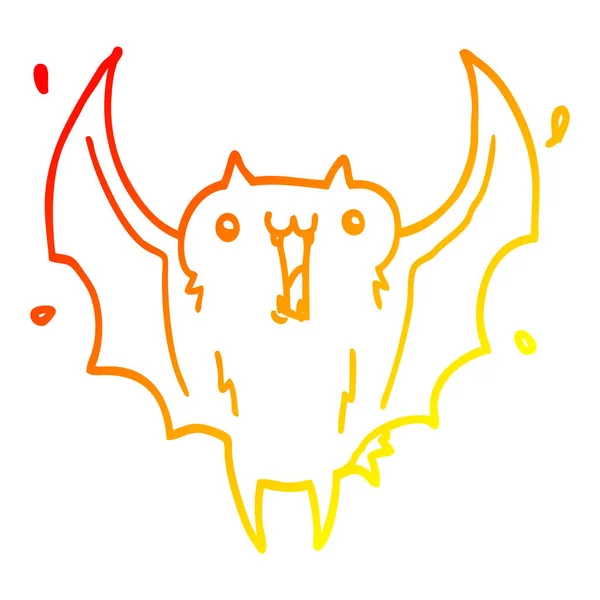 Varm gradient linje ritning tecknad Happy Vampire bat — Stock vektor