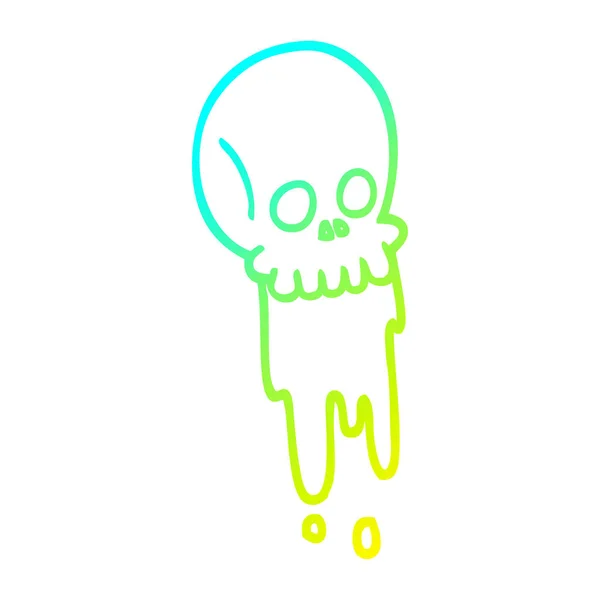 Froid gradient ligne dessin dessin animé sang goutte à goutte crâne — Image vectorielle