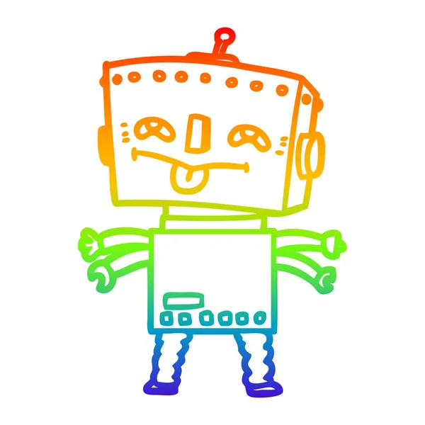 Arco iris gradiente línea dibujo dibujos animados robot — Archivo Imágenes Vectoriales