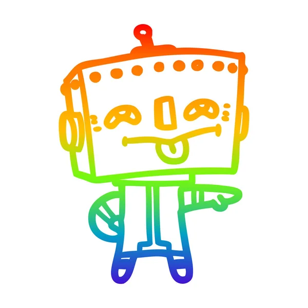 Regenbogen-Gradienten-Linie Zeichnung Cartoon Roboter — Stockvektor