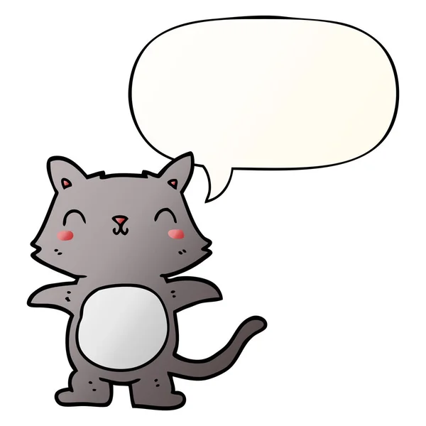 Cartoon cat and speech bubble in smooth gradient style — Stock Vector