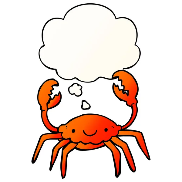 Dessin animé crabe et bulle de pensée dans un style dégradé lisse — Image vectorielle