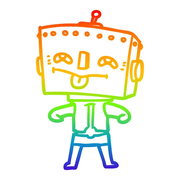 Arco iris gradiente línea dibujo dibujos animados robot — Archivo Imágenes Vectoriales