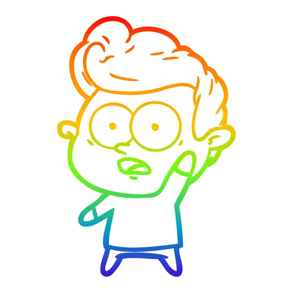 Rainbow Gradient Line Zeichnung Cartoon Mann stellt Frage — Stockvektor