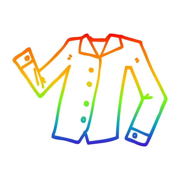 Rainbow gradient ligne dessin dessin dessin animé chemise de travail — Image vectorielle