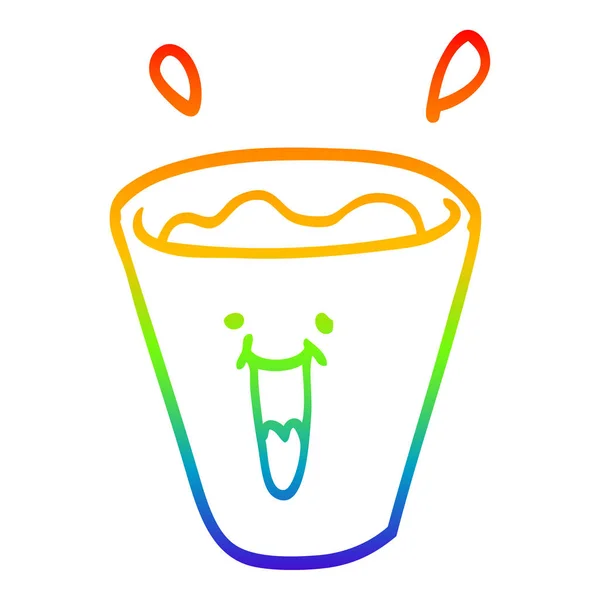 Rainbow Gradient Line Zeichnung Cartoon Happy Drinks — Stockvektor
