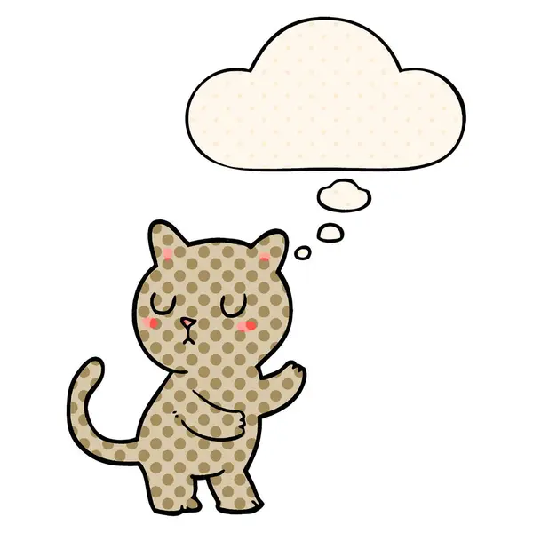 Karikatúra macska és a gondolat buborék a képregény stílusban — Stock Vector