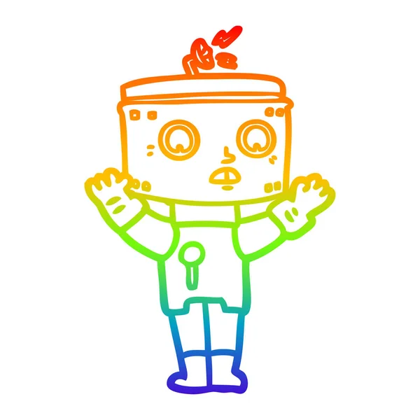 Regenbogen-Gradienten-Linie Zeichnung Cartoon Roboter — Stockvektor