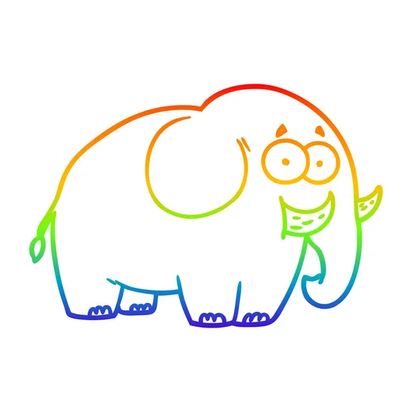 Linha gradiente arco-íris desenho elefante desenhos animados — Vetor de Stock